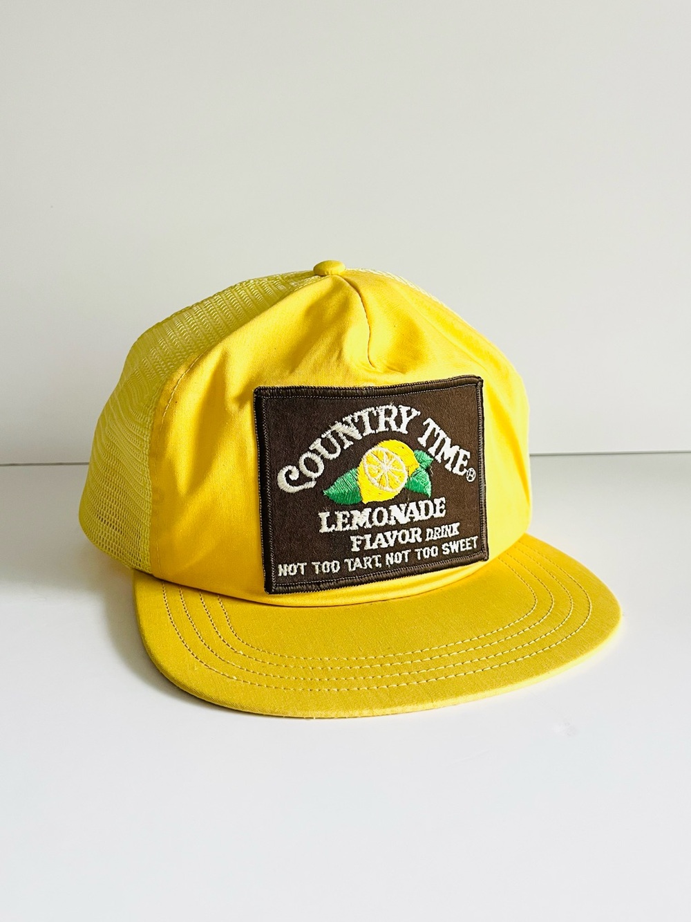 Vintage Country Time Lemonade Trucker Hat Yellow Snapback USA